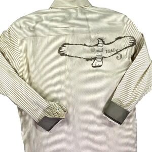 Indigo Palms Shirt Men M Striped Eagle‎ Print Flip Cuff Western Cowboy *blemish